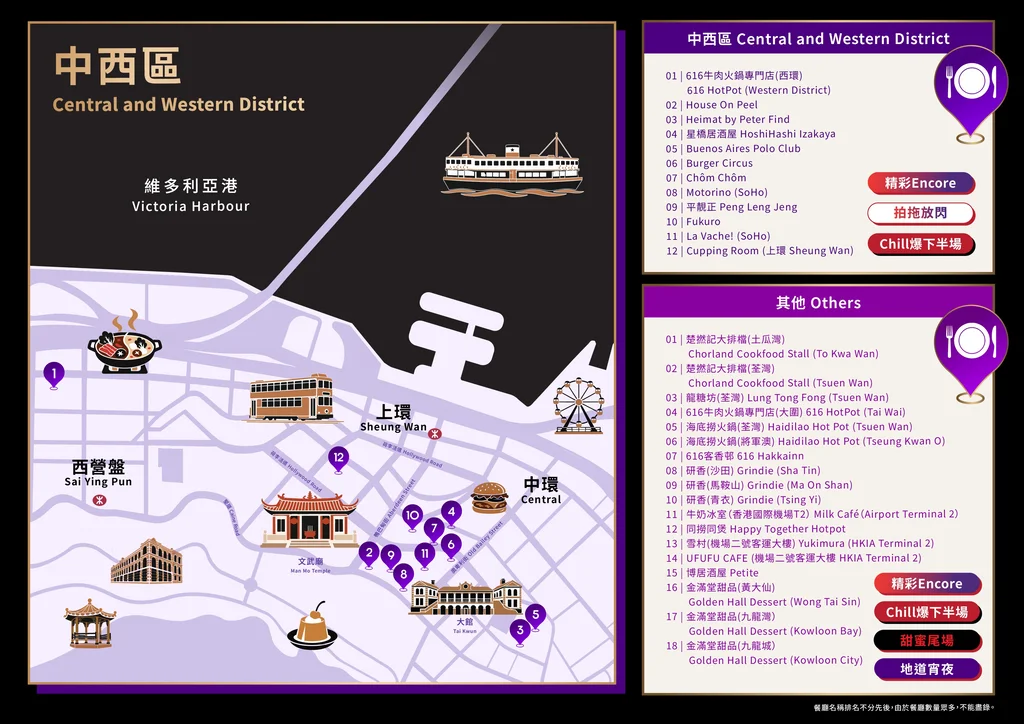 Central and Western night map